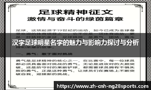 汉字足球明星名字的魅力与影响力探讨与分析